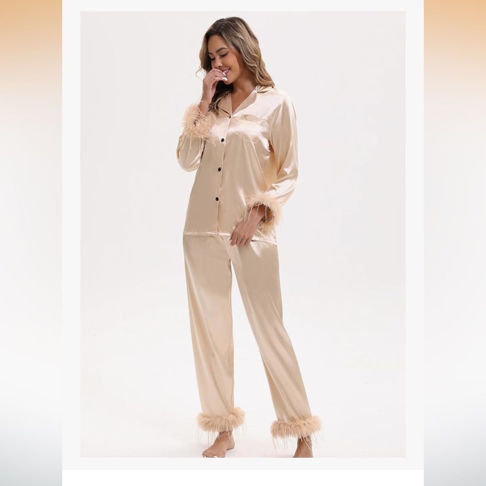 Elegant Cream Satin Pajama Set